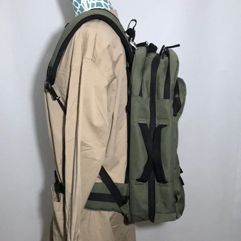 Pakt x Chase Reeves Army Green Travel Backpack Has Sling / Hip Strap